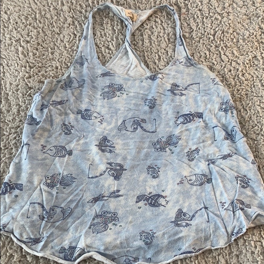 Summer Hollister Blue Fish Tank Top